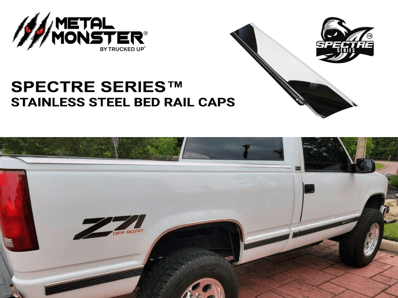 1988 - 1998 Chevrolet \ GMC GMT400 Stainless Steel Bed Rail Caps - TRUCKED UP - Truck Superstore