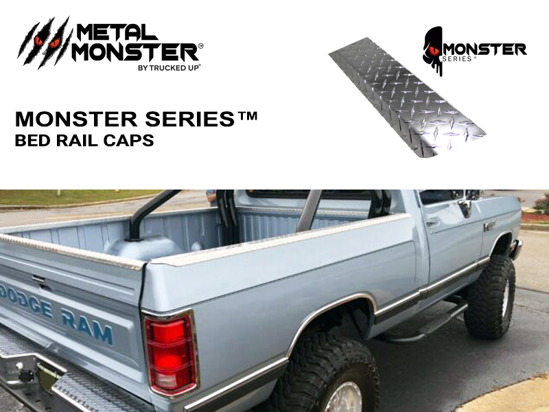 1973-1980 Dodge Diamond Plate Bed Rail Caps With Stake Holes - TRUCKED UP - Truck Superstore