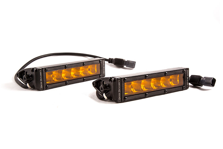 6 Inch LED Light Bar Single Row Straight SS6 Amber Driving Light Bar Pair Diode Dynamics - TRUCKED UP - Truck Superstore