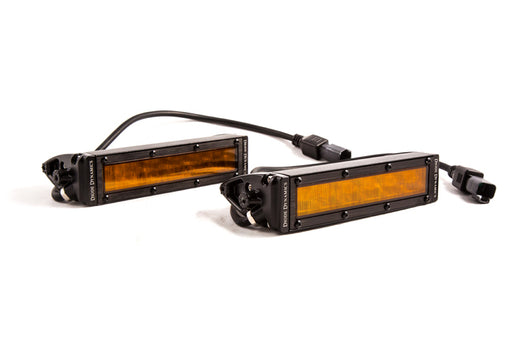 6 Inch LED Light Bar Single Row Straight SS6 Amber Wide Light Bar Pair Diode Dynamics - TRUCKED UP - Truck Superstore