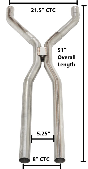 3 Inch Mandrel-Bent Tunnel Crossover Exhaust H-Pipe 409 Stainless Steel Pypes Exhaust - TRUCKED UP - Truck Superstore