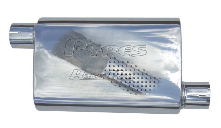 Race Pro Series Muffler 14 in 2.5 in Offset/Offset Hardware Not Incl Polished 304 Stainless Steel Pypes Exhaust - TRUCKED UP - Truck Superstore