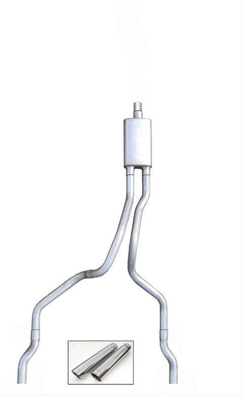 Cat Back Exhaust System 02-05 Dodge Ram 1500 Split Rear Dual Exit Intermediate Pipe 3 in Tailpipe 2.5 in Violator Muffler/Hardware/3.5 in Polished Tips Incl Natural 409 Stainless Steel Pypes Exhaust - TRUCKED UP - Truck Superstore