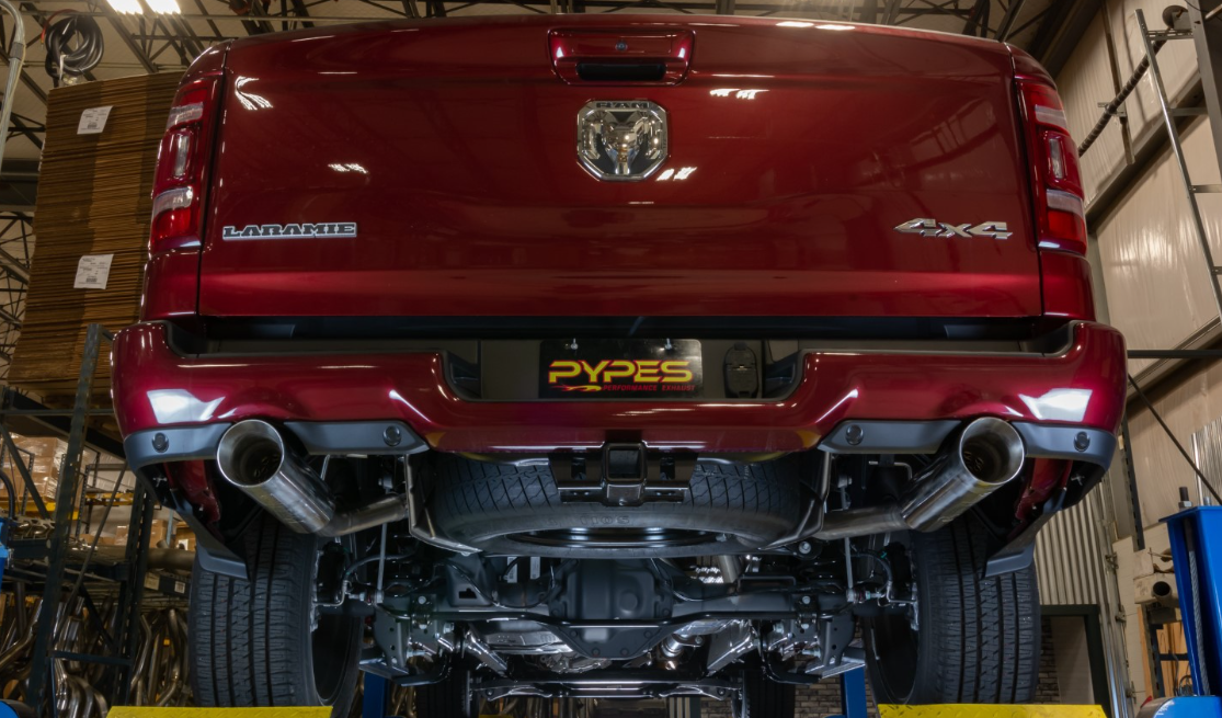 RAM Cat Back Exhaust System Pype Bomb For 19-24 Dodge Ram 1500 Split Rear Dual Exit 3 Inch Intermediate And 2.5 Inch Tail Pipe 4.5 Pype Bomb Tip Muffler Incl Hardware Incl Tip Incl Pypes Exhaust - TRUCKED UP - Truck Superstore