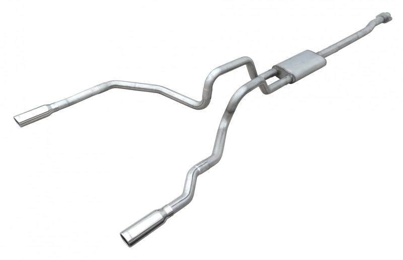 Cat Back Exhaust System 09-14 Ford F150 Split Rear Dual Exit 3 in Intermediate And Tail Pipe Violator Muffler/Hardware/3.5 in Polished Tips Incl Natural Finish 409 Stainless Steel Pypes Exhaust - TRUCKED UP - Truck Superstore