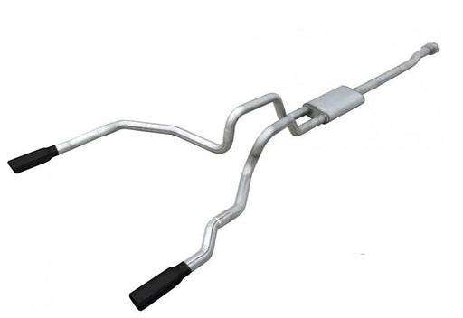 Cat Back Exhaust System 09-14 Ford F150 Split Rear Dual Exit 3 in Intermediate And Tail Pipe Violator Muffler Incl/Hardware/3.5 in Black Tips Incl Natural Finish 409 Stainless Steel Pypes Exhaust - TRUCKED UP - Truck Superstore