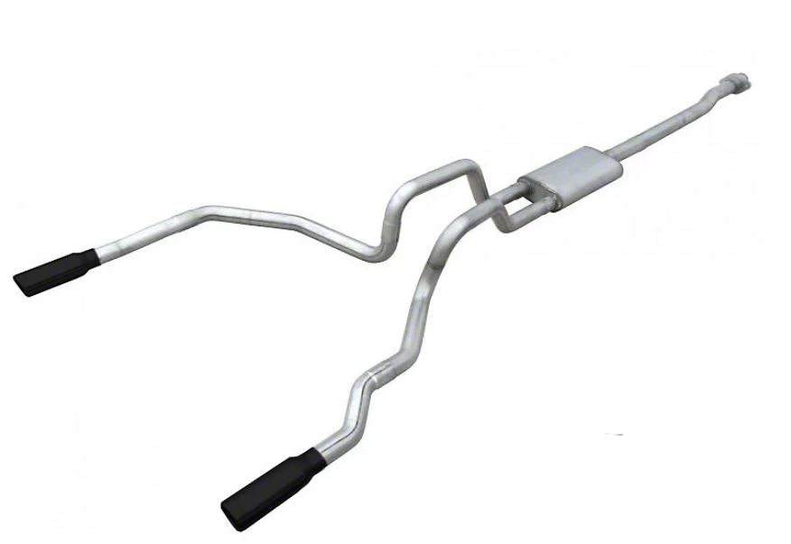 Cat Back Exhaust System 09-14 Ford F150 Split Rear Dual Exit 3 in Intermediate And Tail Pipe Violator Muffler Incl/Hardware/3.5 in Black Tips Incl Natural Finish 409 Stainless Steel Pypes Exhaust - TRUCKED UP - Truck Superstore