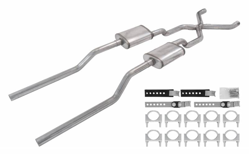 55-59 GM 2WD Truck 2.5 Inch Crossmember Back Exhaust Kit With Turbo Pro Mufflers Pypes Performance Exhaust - TRUCKED UP - Truck Superstore