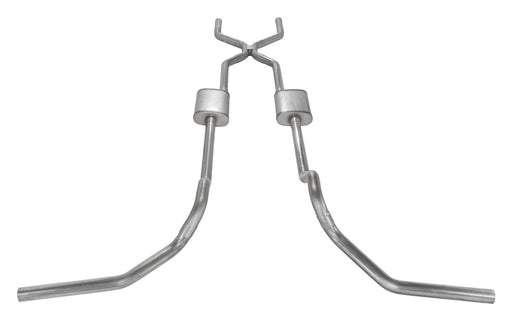 Crossmember Back w/H-Pipe Exhaust System 67-74 GM Split Rear Dual Exit 2.5 in Intermediate And Tail Pipe Street Pro Muffler/Hdw Incl Tip Not Incl Natural Finish 409 Stainless Steel Pypes Exhaust - TRUCKED UP - Truck Superstore