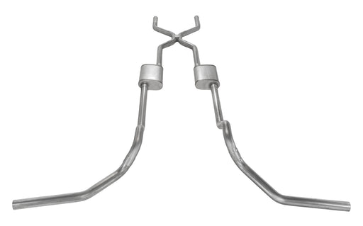 1975-1987 GM Truck 2.5 Inch Crossmember Back With H-Bomb H-Pipe Exhaust System Includes Catalytic Converters 409 Stainless Street Pro Mufflers Pypes Performance Exhaust - TRUCKED UP - Truck Superstore