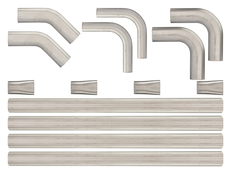 3 Inch Oval Exhaust Builders Kit 304 Stainless Steel Low-Profile Ground Clearance Pypes Performance Exhaust - TRUCKED UP - Truck Superstore