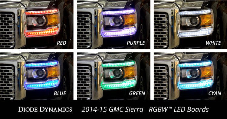 2014-2016 GMC Sierra RGBW DRL LED Boards Diode Dynamics - TRUCKED UP - Truck Superstore