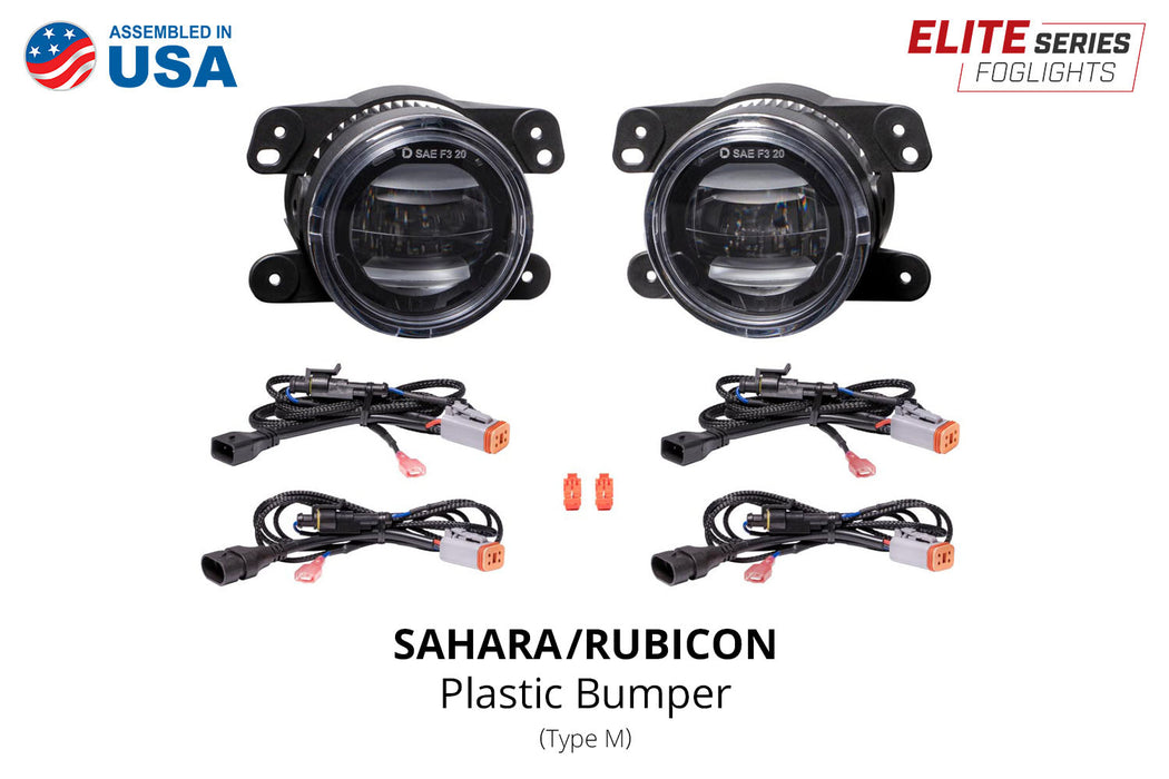 Elite Series Fog Lamps for 2018-2022 Jeep JL Wrangler Rubicon w/ Steel Bumper Pair Yellow 3000K Diode Dynamics - TRUCKED UP - Truck Superstore