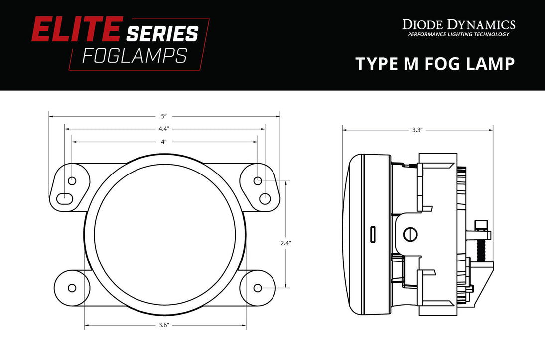 Elite Series Type M Fog Lamps, Yellow Pair Diode Dynamics - TRUCKED UP - Truck Superstore