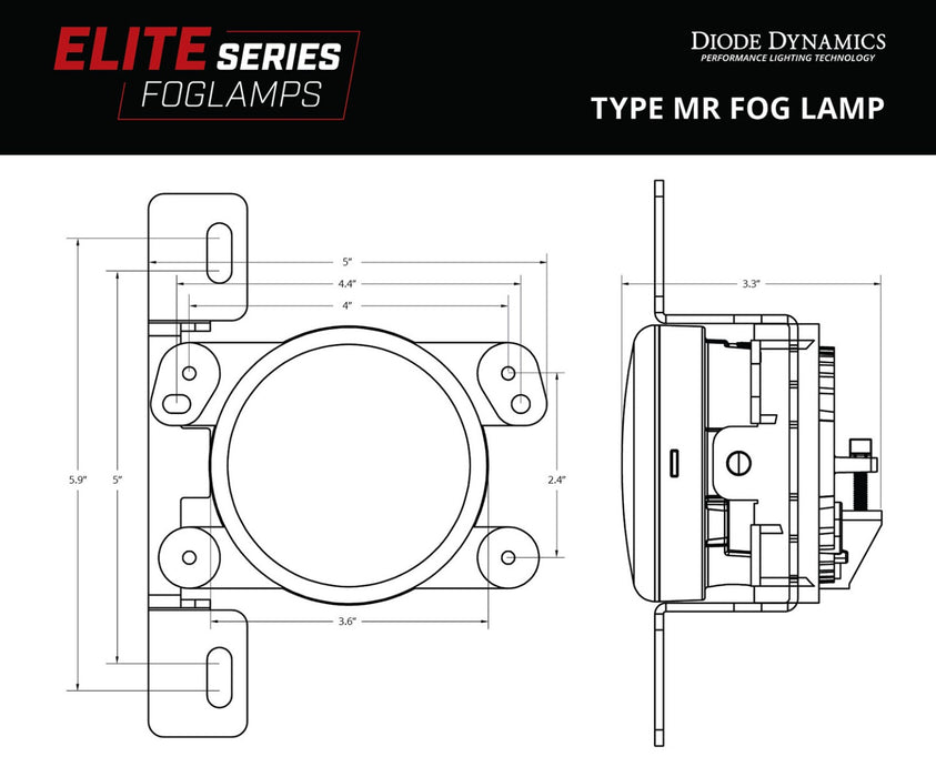 Elite Series Type MR Fog Lamps, Yellow Pair Diode Dynamics - TRUCKED UP - Truck Superstore