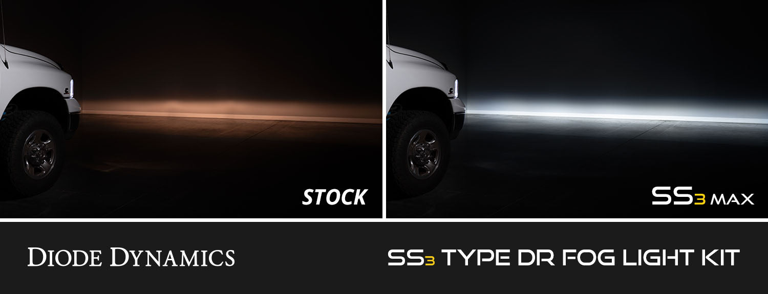 SS3 SAE/DOT Type DR Fog Light Kit Cool White (6000K) Pro (36 watts) White SAE Fog Diode Dynamics - TRUCKED UP - Truck Superstore
