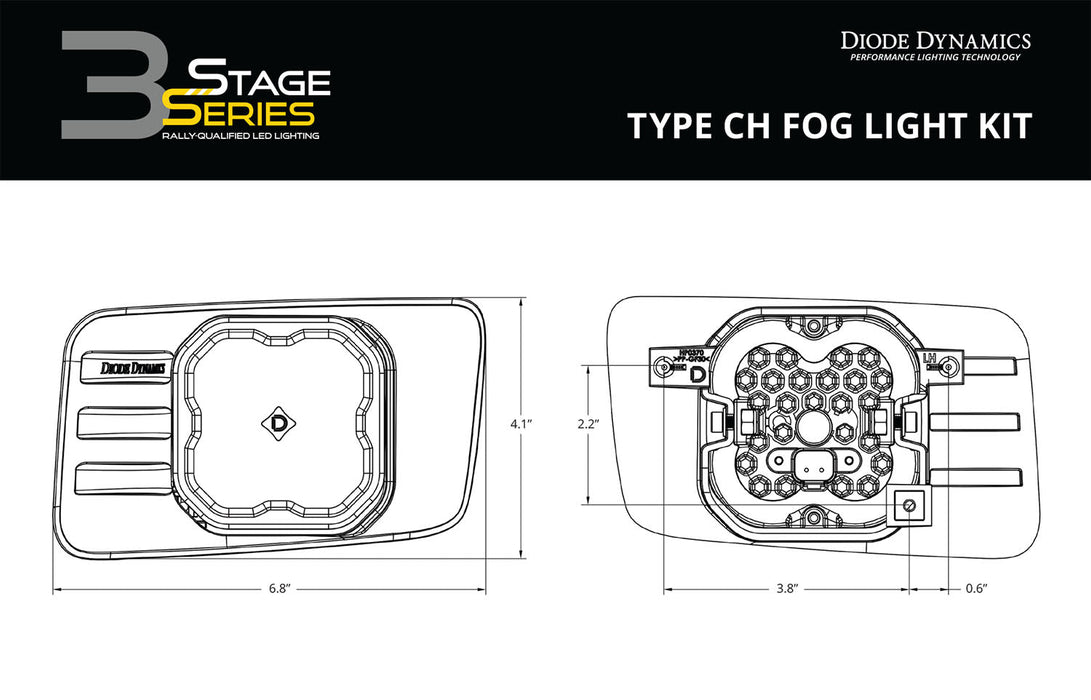 SS3 Type CH LED Fog Light Kit Pro ABL White SAE Fog Diode Dynamics - TRUCKED UP - Truck Superstore