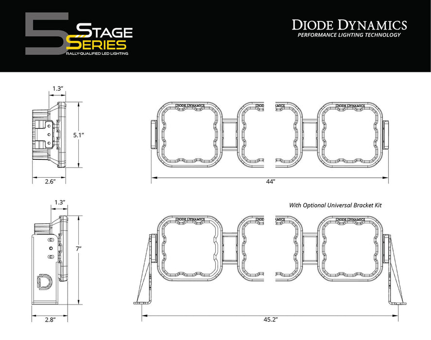 SS5 Sport Universal CrossLink 7-Pod Lightbar White Driving Diode Dynamics - TRUCKED UP - Truck Superstore