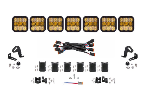 SS5 Sport Universal CrossLink 7-Pod Lightbar Yellow Combo Diode Dynamics - TRUCKED UP - Truck Superstore