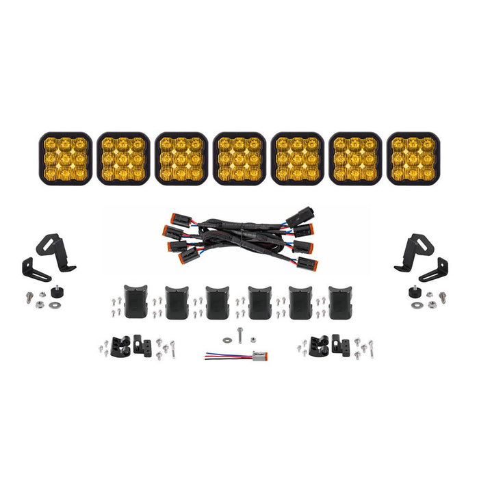SS5 Sport Universal CrossLink 7-Pod Lightbar Yellow Driving Diode Dynamics - TRUCKED UP - Truck Superstore