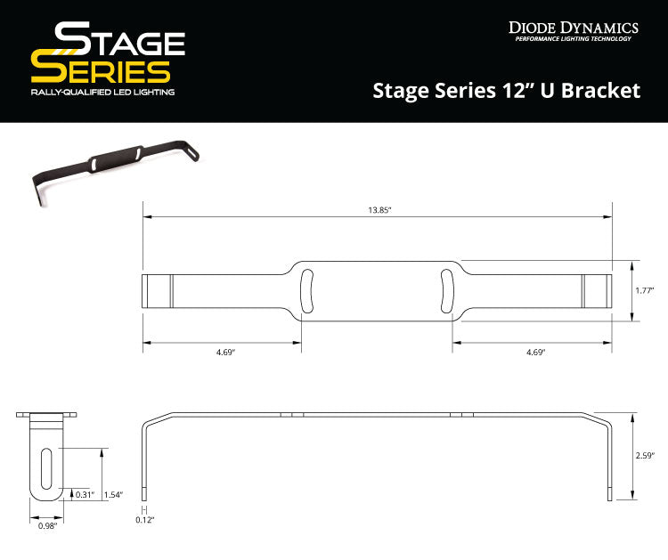 Stage Series 12 Inch U Bracket Single Diode Dynamics - TRUCKED UP - Truck Superstore