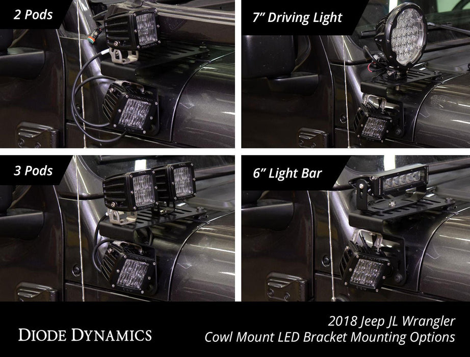 SS3 Cowl LED Bracket Kit for 2018-2021 Jeep JL Wrangler/Gladiator, Yellow Sport - TRUCKED UP - Truck Superstore