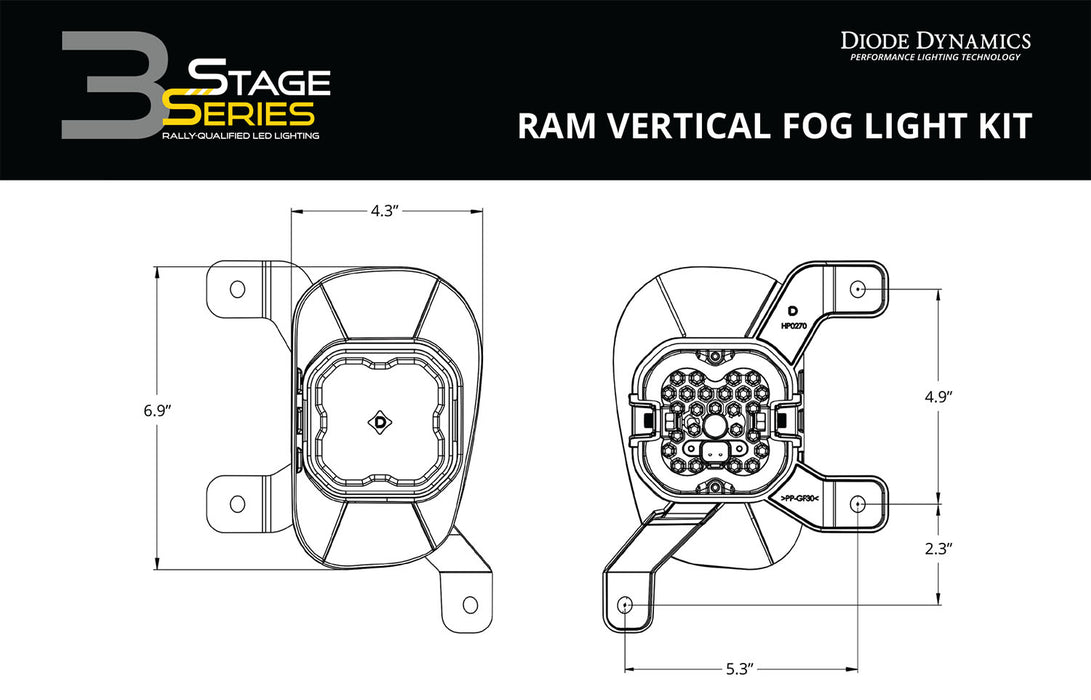 SS3 Max Type Ram Vert Kit ABL Yellow SAE Fog Diode Dynamics - TRUCKED UP - Truck Superstore
