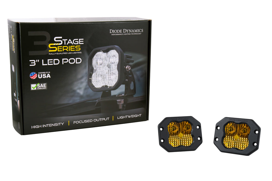 SS3 Pro ABL Yellow SAE Fog Flush Pair Diode Dynamics - TRUCKED UP - Truck Superstore