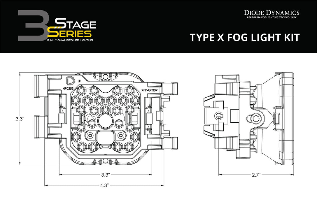 SS3 Pro Type X Kit ABL Yellow SAE Fog Diode Dynamics - TRUCKED UP - Truck Superstore