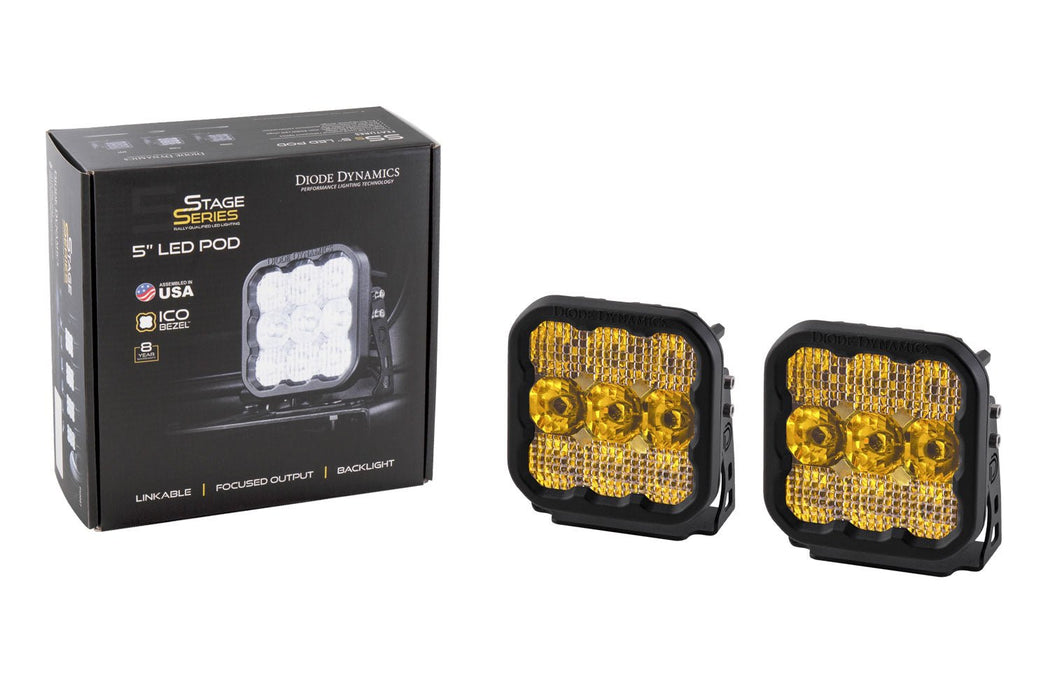 SS5 LED Pod Pro Yellow Driving Pair Diode Dynamics - TRUCKED UP - Truck Superstore