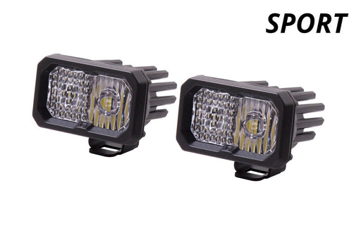 Stage Series 2 Inch LED Pod, Sport White Flood Standard RBL Pair - TRUCKED UP - Truck Superstore