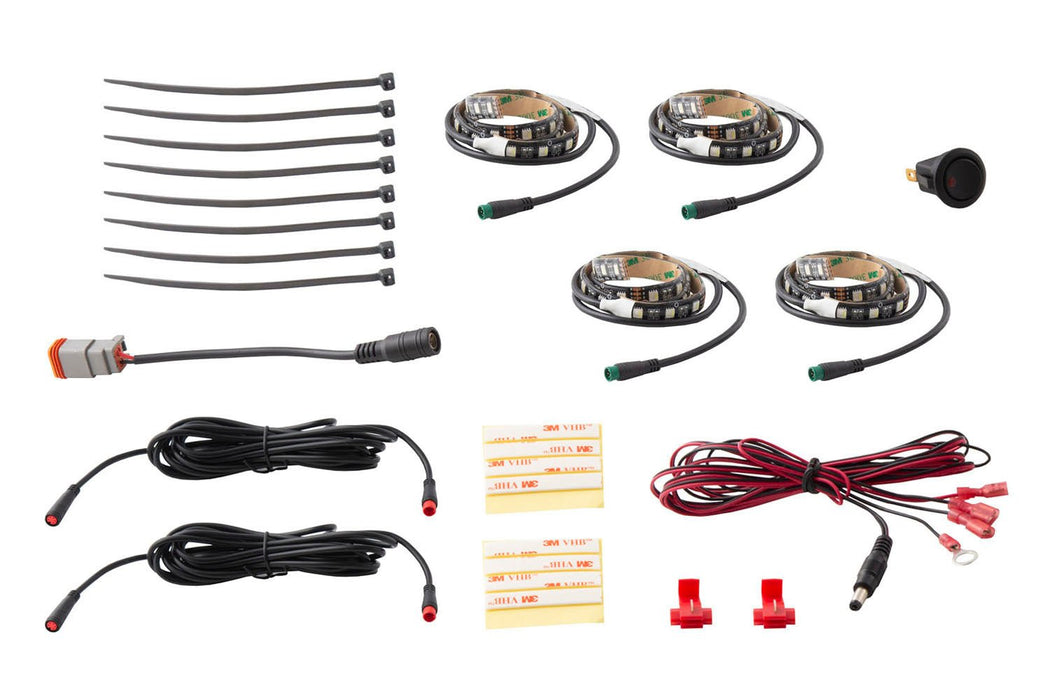 RGBW Footwell Strip Kit 4pc Multicolor Diode Dynamics - TRUCKED UP - Truck Superstore