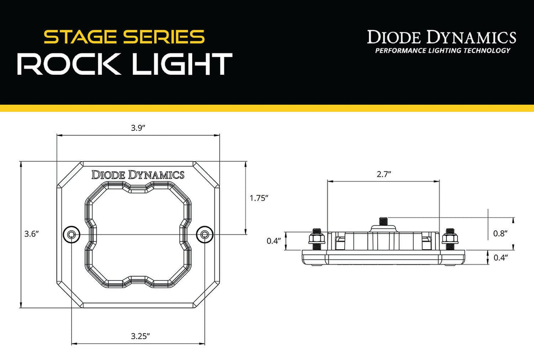 Stage Series Rock Light Flush Mount Adapter Kit (one) Diode Dynamics - TRUCKED UP - Truck Superstore