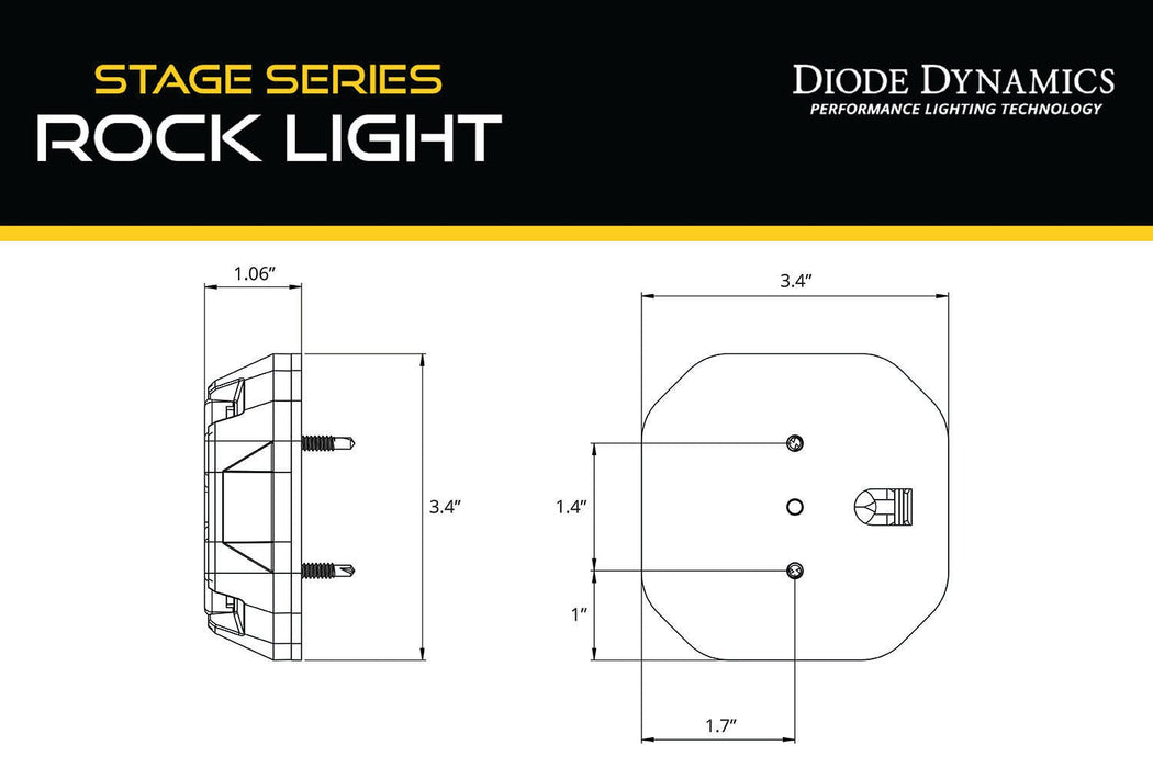 Stage Series Rock Light Surface Mount Adapter Kit (one) Diode Dynamics - TRUCKED UP - Truck Superstore