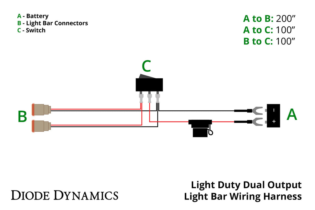 Light Duty Dual Output Light Bar Wiring Harness Diode Dynamics - TRUCKED UP - Truck Superstore