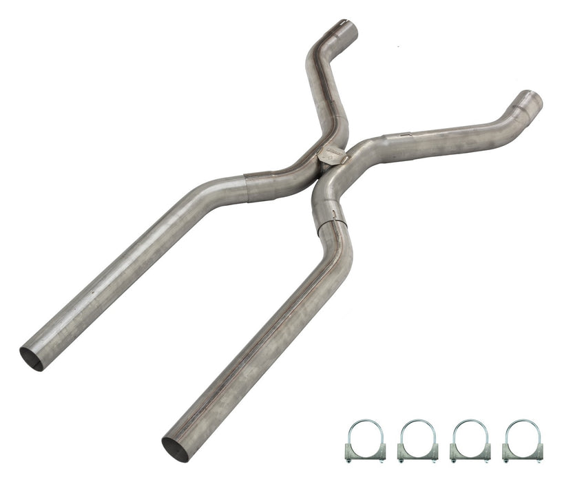 2.5 Inch Universal H-Pipe Crossover Exhaust Kit Mandrel Bent 409 Stainless Steel Pypes Exhaust - TRUCKED UP - Truck Superstore