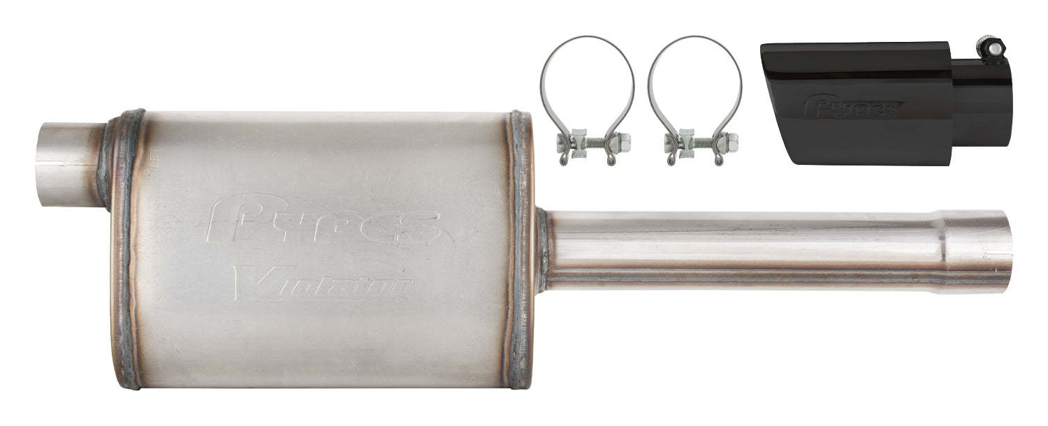 19-25 Silverado / Sierra 1500 4.8L/5.3L Single Exit Tunes & Tip Muffler Replacement Exhaust Kit Violator Muffler Black Tip SGT32VB PYPES - TRUCKED UP - Truck Superstore