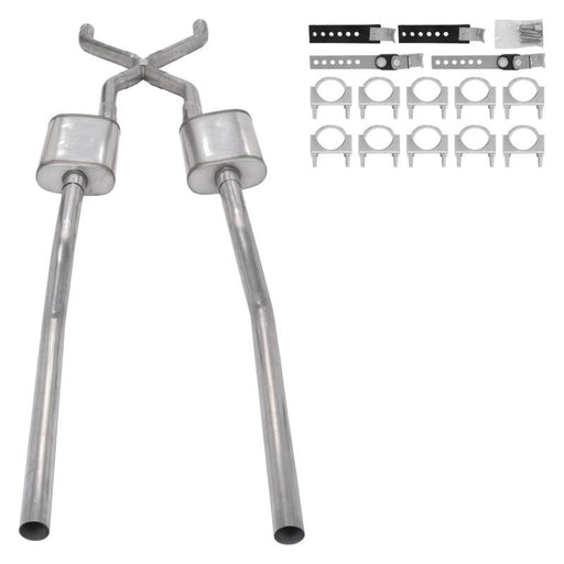 55-59 GM 2WD Truck 2.5 Inch Crossmember Back Exhaust Kit With Turbo Pro Mufflers Pypes Performance Exhaust - TRUCKED UP - Truck Superstore