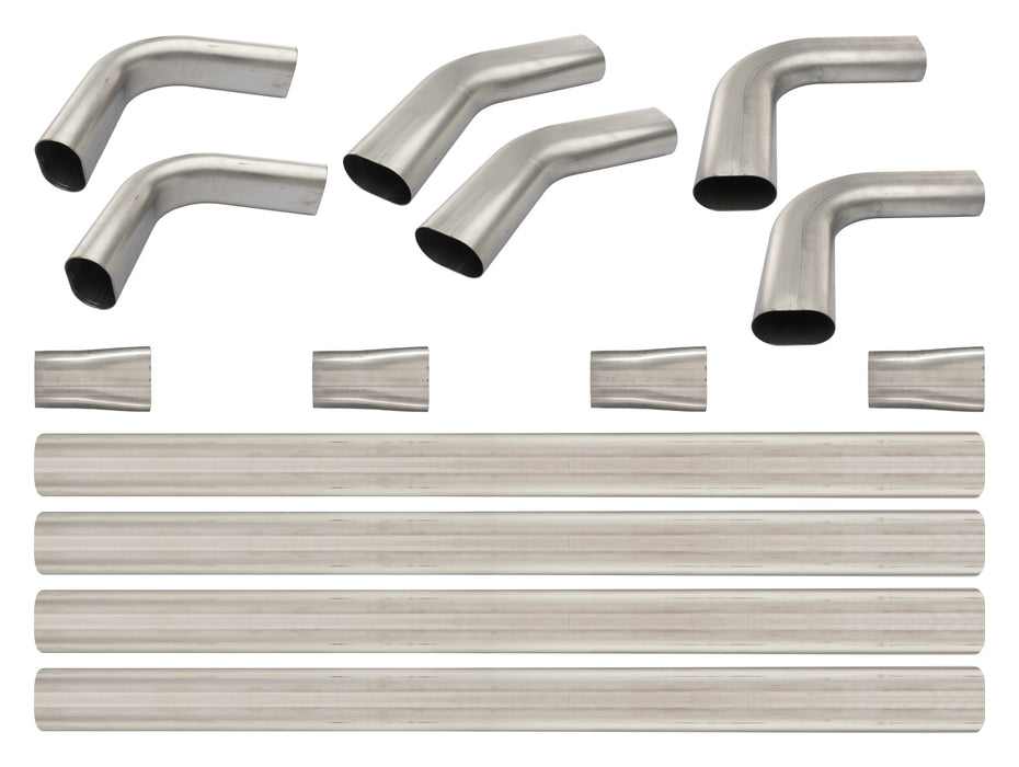 3 Inch Oval Exhaust Builders Kit 304 Stainless Steel Low-Profile Ground Clearance Pypes Performance Exhaust - TRUCKED UP - Truck Superstore