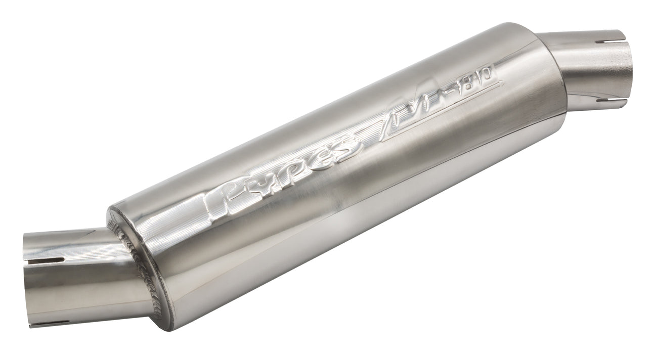 M-80 Muffler 14 Inch Body 2.5 Inch Offset Inlet/Offset Outlet 304 Stainless Pypes Performance Exhaust - TRUCKED UP - Truck Superstore