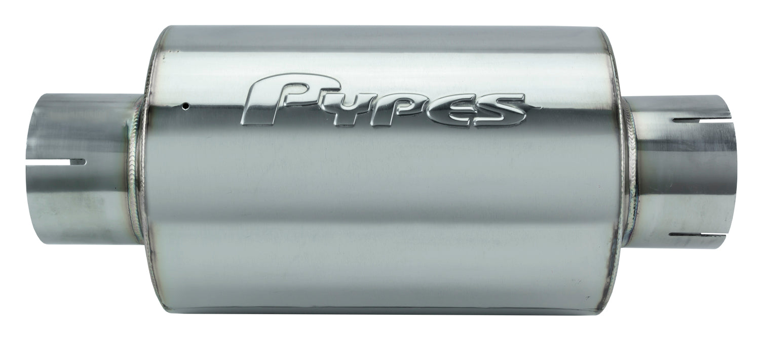 M-80 Series Muffler 3 in Round 6 in Width Hardware Not Incl Polished 304 Stainless Steel Pypes Exhaust - TRUCKED UP - Truck Superstore