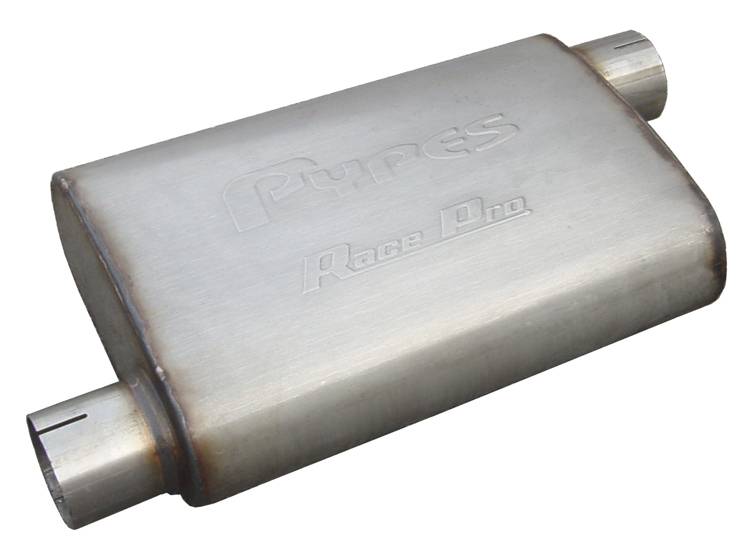 Race Pro Series Muffler 14 in 2.5 in Offset/Offset Hardware Not Incl Natural 409 Stainless Steel Pypes Exhaust - TRUCKED UP - Truck Superstore