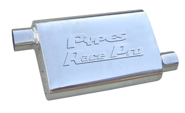 Race Pro Series Muffler 14 in 2.5 in Offset/Offset Hardware Not Incl Polished 304 Stainless Steel Pypes Exhaust - TRUCKED UP - Truck Superstore