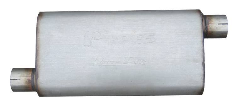 Race Pro Series Muffler 18 in 2.5 in Offset/Offset Hardware Not Incl Natural 409 Stainless Steel Pypes Exhaust - TRUCKED UP - Truck Superstore