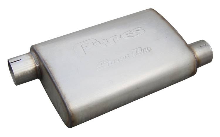 Street Pro Series Muffler 14 in 2.5 in Offset/Offset Hardware Not Incl Natural 409 Stainless Steel Pypes Exhaust - TRUCKED UP - Truck Superstore