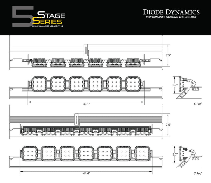 SS5 6-Pod CrossLink Mounting Kit for Prinsu/Sherpa Roof Racks, Pro White Combo Diode Dynamics - TRUCKED UP - Truck Superstore