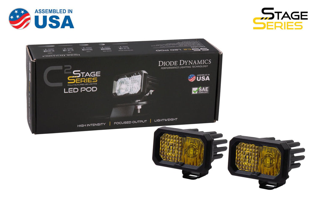 Stage Series 2 Inch LED Pod, Pro Yellow Combo Standard ABL Pair - TRUCKED UP - Truck Superstore