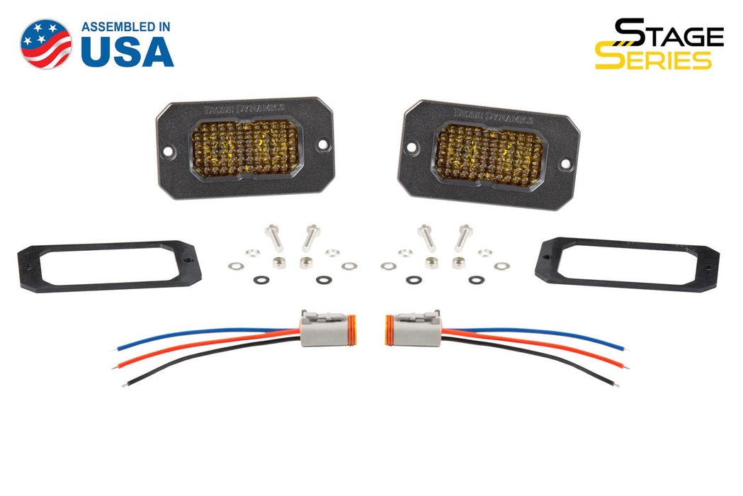 Stage Series 2 Inch LED Pod, Pro Yellow Fog Flush ABL Pair - TRUCKED UP - Truck Superstore